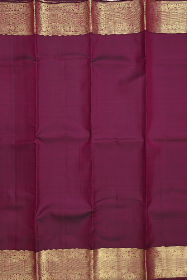Kanchipuram Silk Saree In Plum Purple With Peacock Border