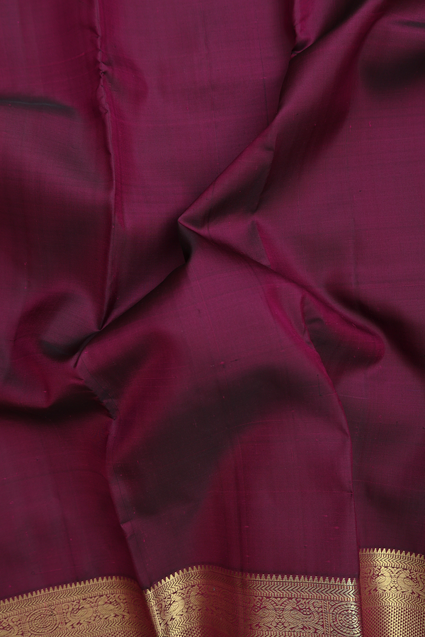 Kanchipuram Silk Saree In Plum Purple With Peacock Border