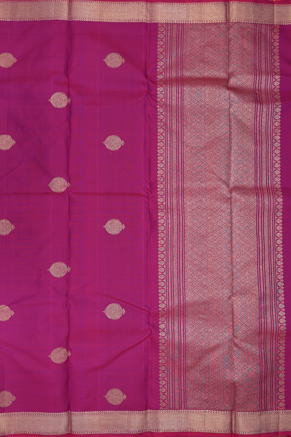Kanchipuram Silk Saree In Plum Purple With Peacock Buttas