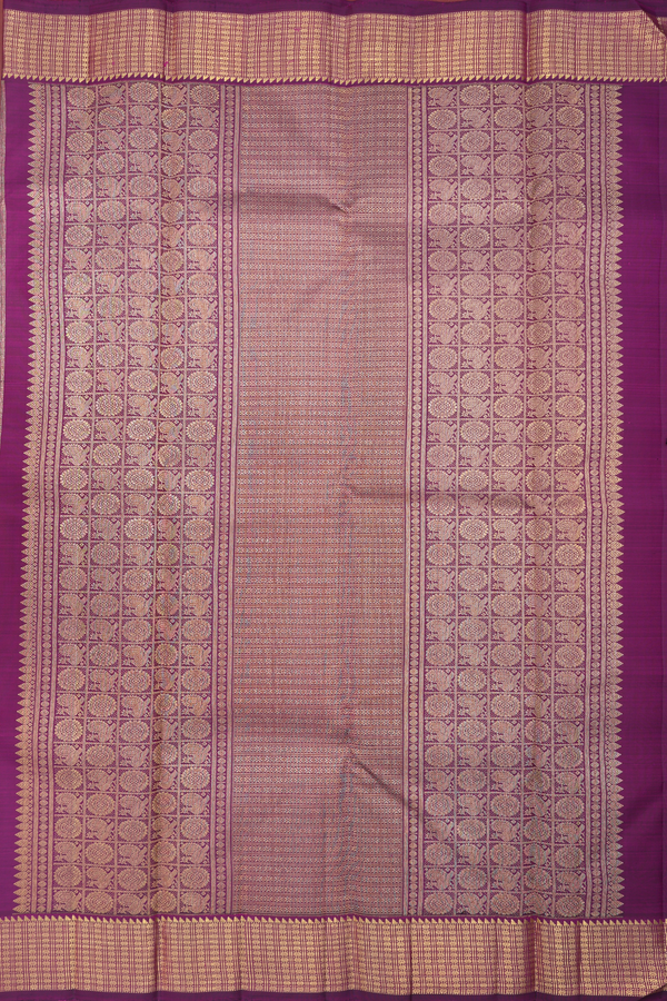 Kanchipuram Silk Saree In Plum Purple With Peacock Buttas