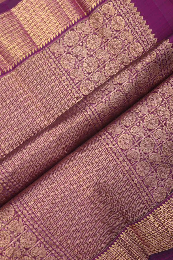 Kanchipuram Silk Saree In Plum Purple With Peacock Buttas