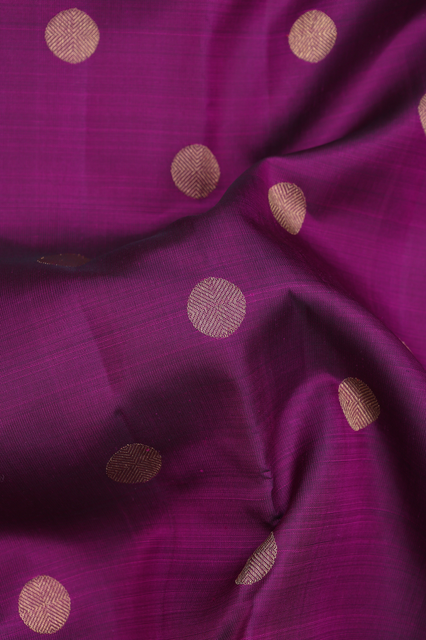 Kanchipuram Silk Saree In Plum Purple With Rudraksh Buttas