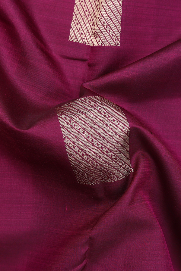 Kanchipuram Silk Saree In Plum Purple With Square Motifs