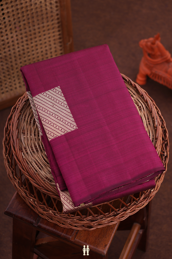Kanchipuram Silk Saree In Plum Purple With Square Motifs