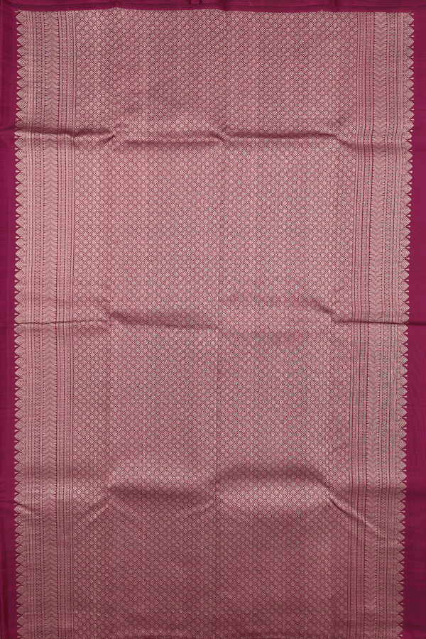 Kanchipuram Silk Saree In Plum Purple With Square Motifs