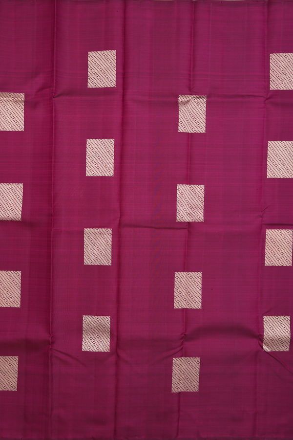 Kanchipuram Silk Saree In Plum Purple With Square Motifs