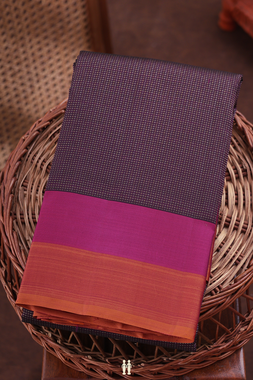 Kanchipuram Silk Saree In Plum Purple With Stripes Design