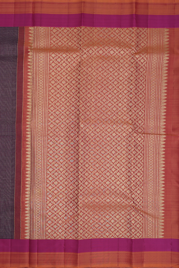 Kanchipuram Silk Saree In Plum Purple With Stripes Design