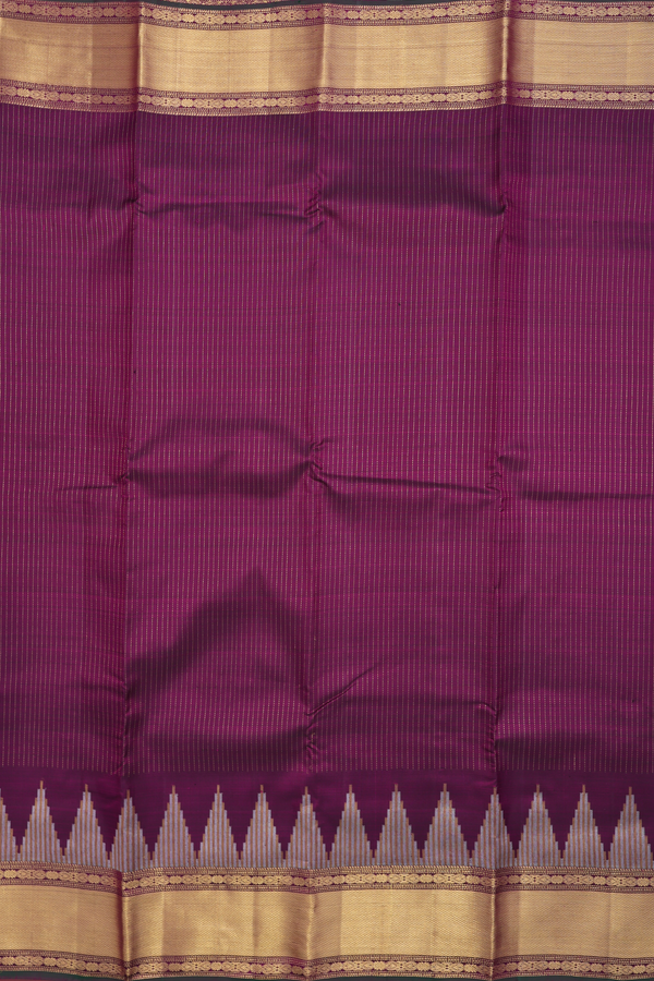 Kanchipuram Silk Saree In Plum Purple With Stripes Design