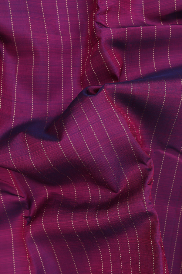 Kanchipuram Silk Saree In Plum Purple With Stripes Design