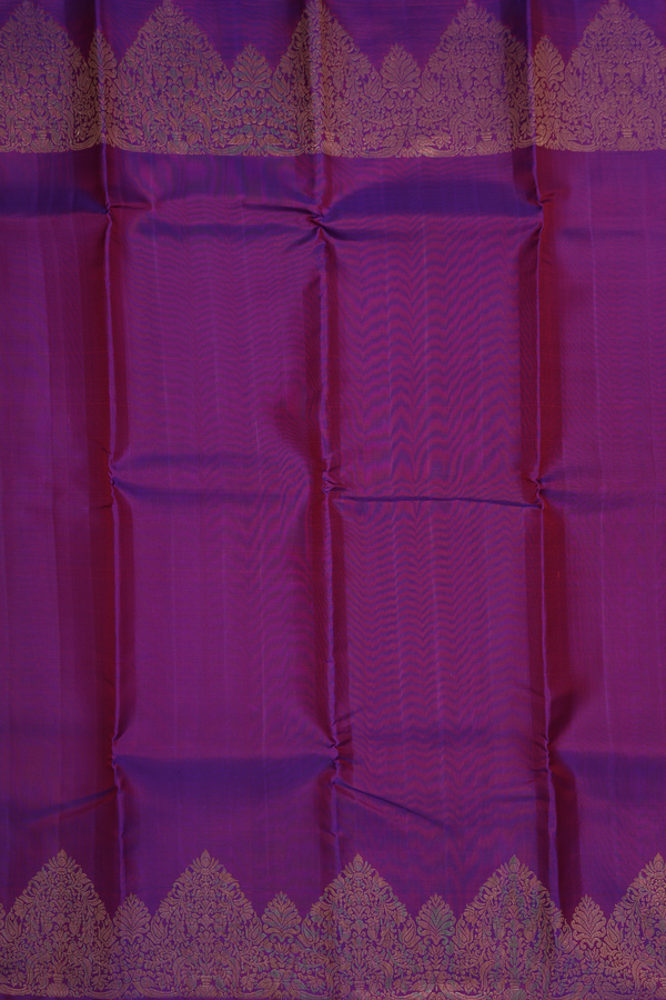 Kanchipuram Silk Saree In Plum Purple With Zari Border