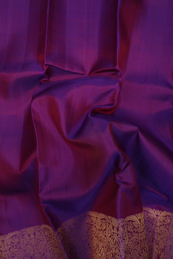 Kanchipuram Silk Saree In Plum Purple With Zari Border