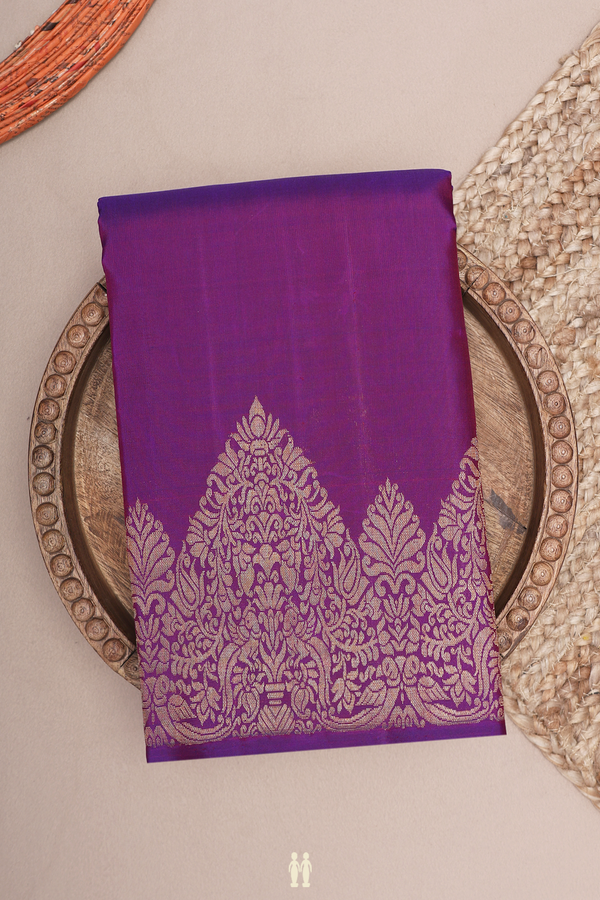 Kanchipuram Silk Saree In Plum Purple With Zari Border