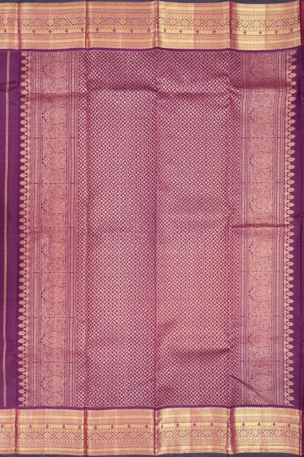 Kanchipuram Silk Saree In Plum Purple With Zari Buttas