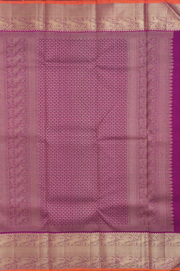 Kanchipuram Silk Saree In Plum Purple With Zari Buttas