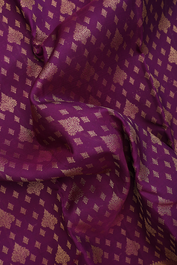 Kanchipuram Silk Saree In Plum Purple With Zari Buttas