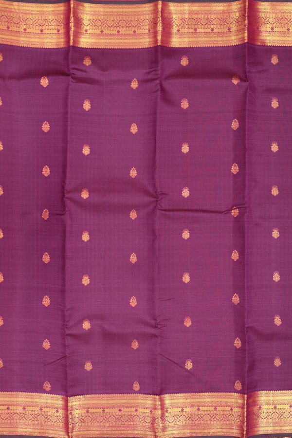 Kanchipuram Silk Saree In Plum Purple With Zari Buttas