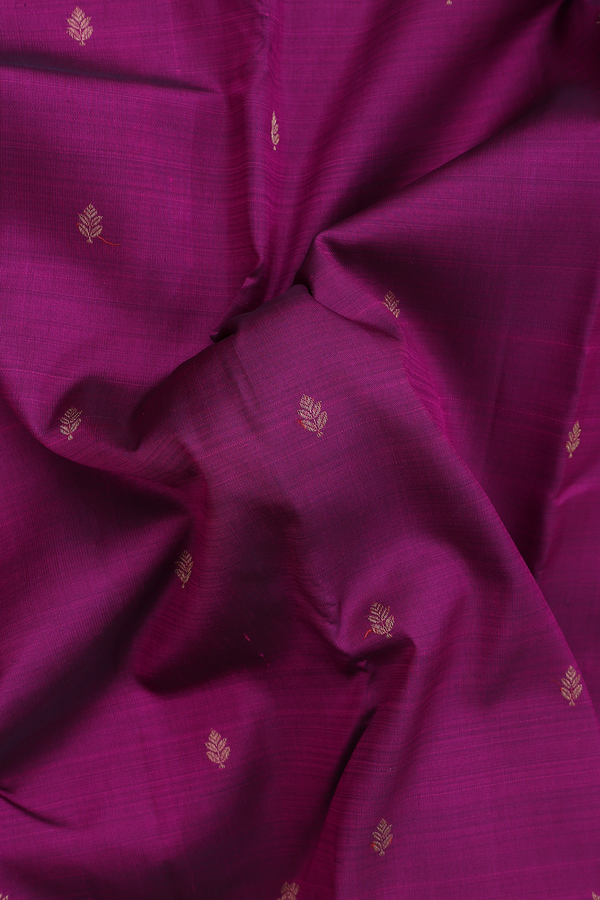 Kanchipuram Silk Saree In Plum Purple With Zari Buttas