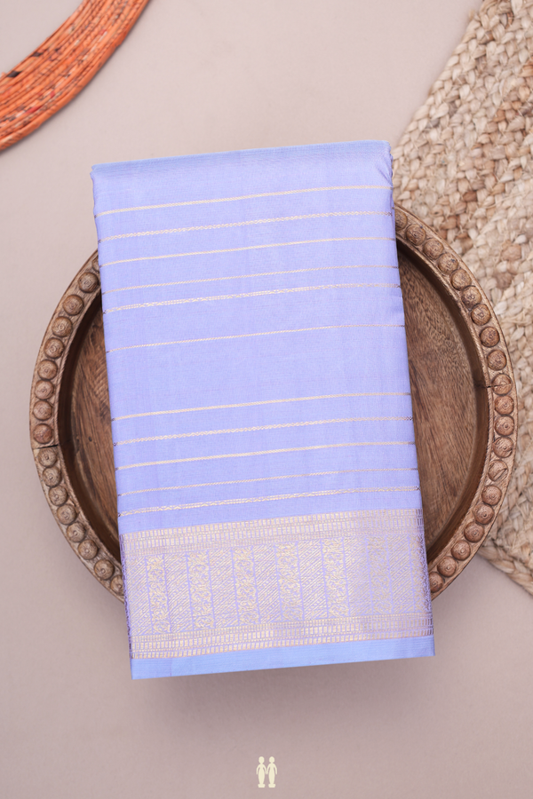 Kanchipuram Silk Saree In Powder Blue With Stripes Design