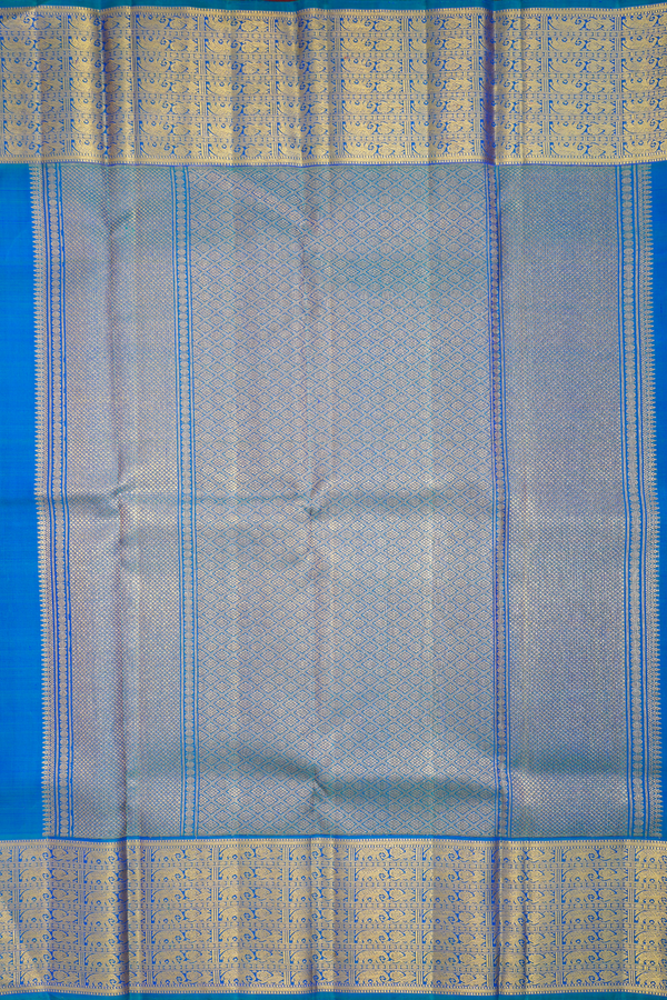 Kanchipuram Silk Saree In Prussian Blue With Brocade Design