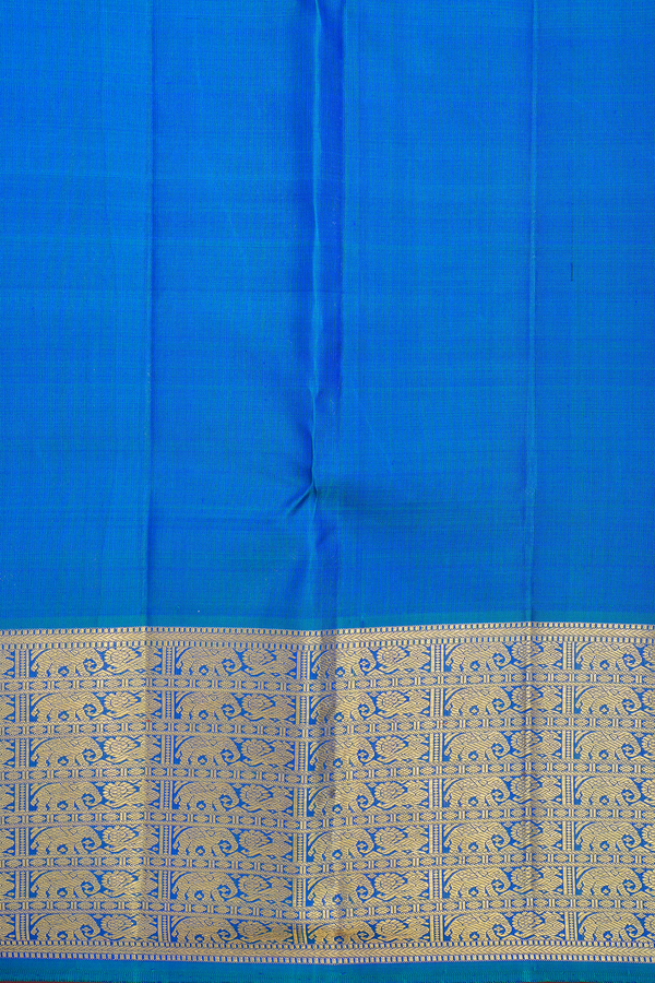 Kanchipuram Silk Saree In Prussian Blue With Brocade Design