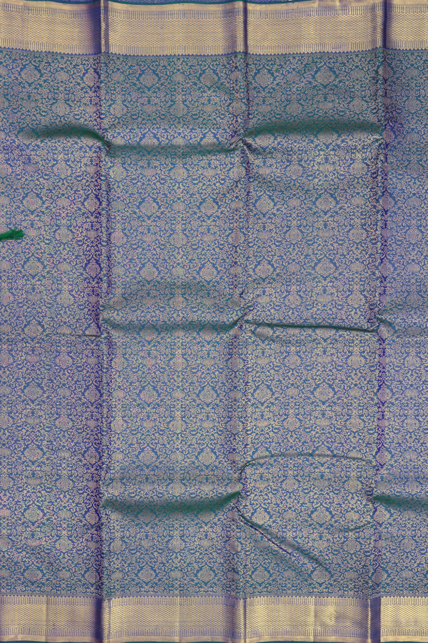 Kanchipuram Silk Saree In Prussian Blue With Brocade Design