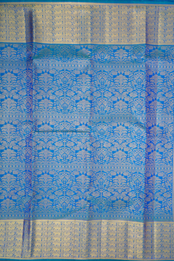 Kanchipuram Silk Saree In Prussian Blue With Brocade Design