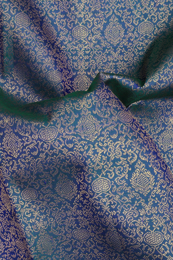 Kanchipuram Silk Saree In Prussian Blue With Brocade Design