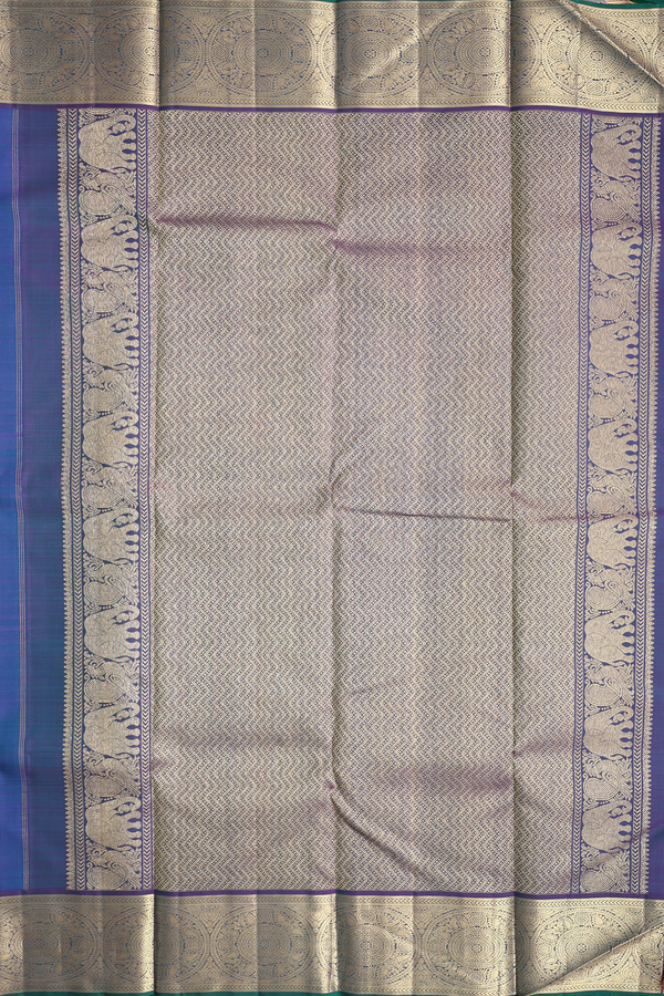 Kanchipuram Silk Saree In Prussian Blue With Checks Design