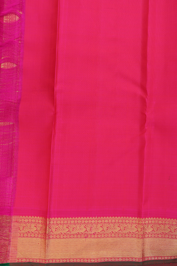 Kanchipuram Silk Saree In Prussian Blue With Floral Buttas