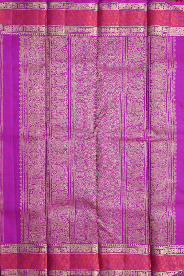 Kanchipuram Silk Saree In Prussian Blue With Floral Buttis