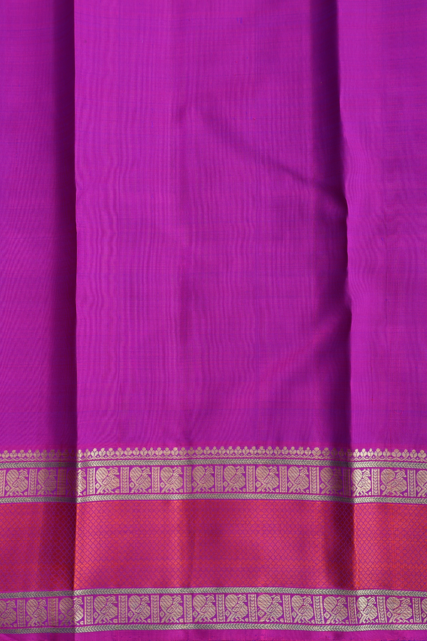 Kanchipuram Silk Saree In Prussian Blue With Floral Buttis