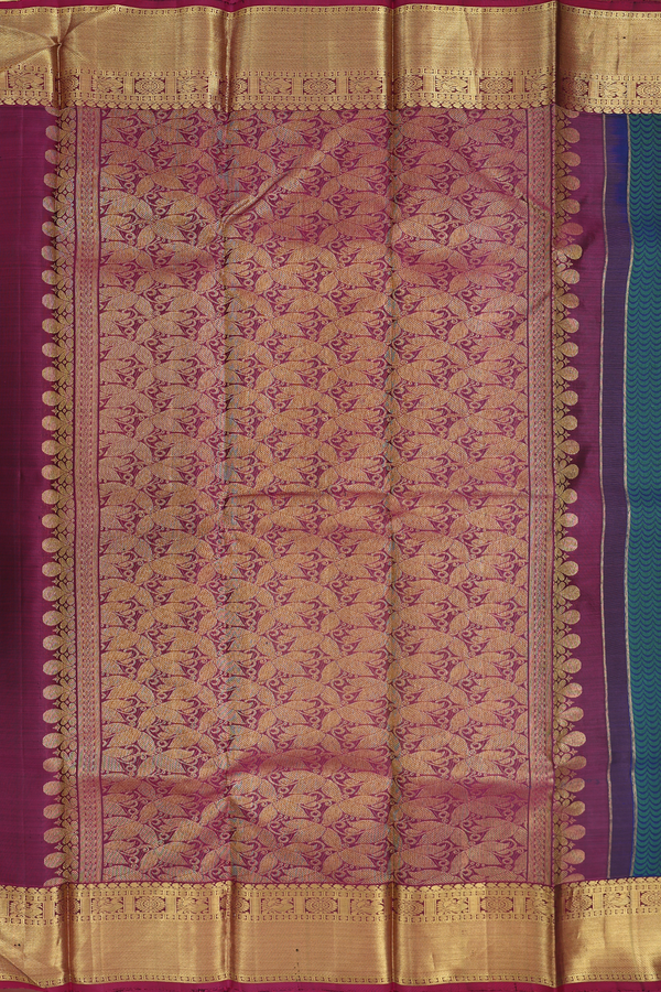 Kanchipuram Silk Saree In Prussian Blue With Jacquard Patter