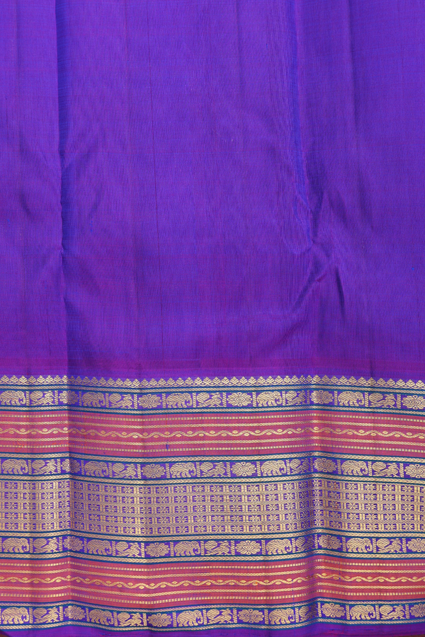 Kanchipuram Silk Saree In Prussian Blue With Stripes Design