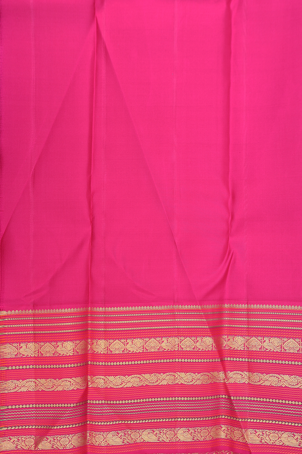 Kanchipuram Silk Saree In Prussian Blue With Stripes Design