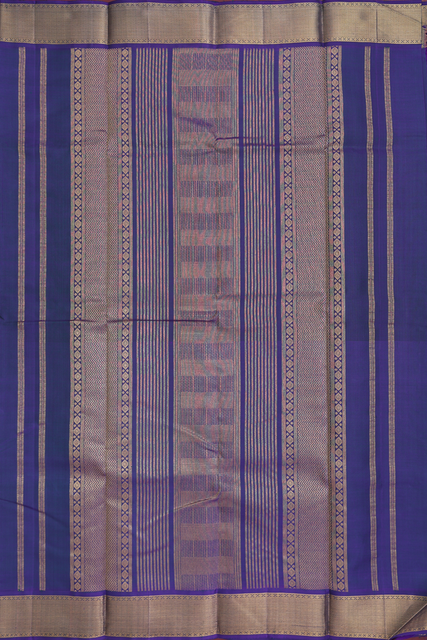 Kanchipuram Silk Saree In Prussian Blue With Zari Border