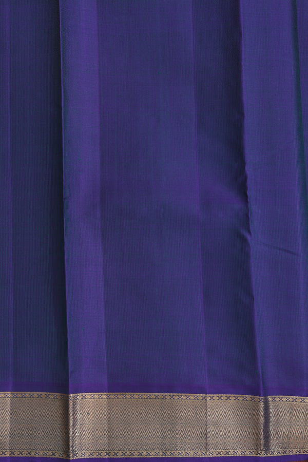 Kanchipuram Silk Saree In Prussian Blue With Zari Border