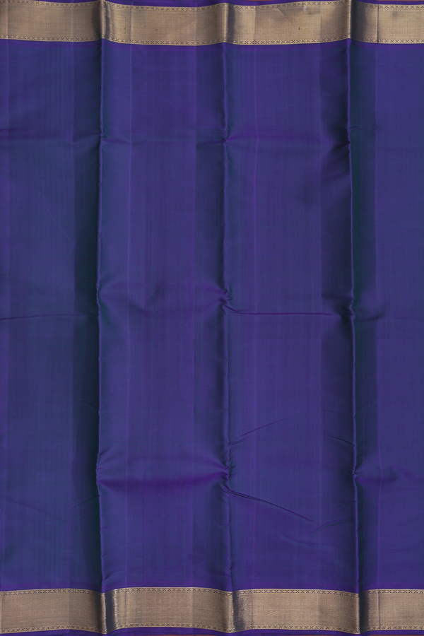 Kanchipuram Silk Saree In Prussian Blue With Zari Border