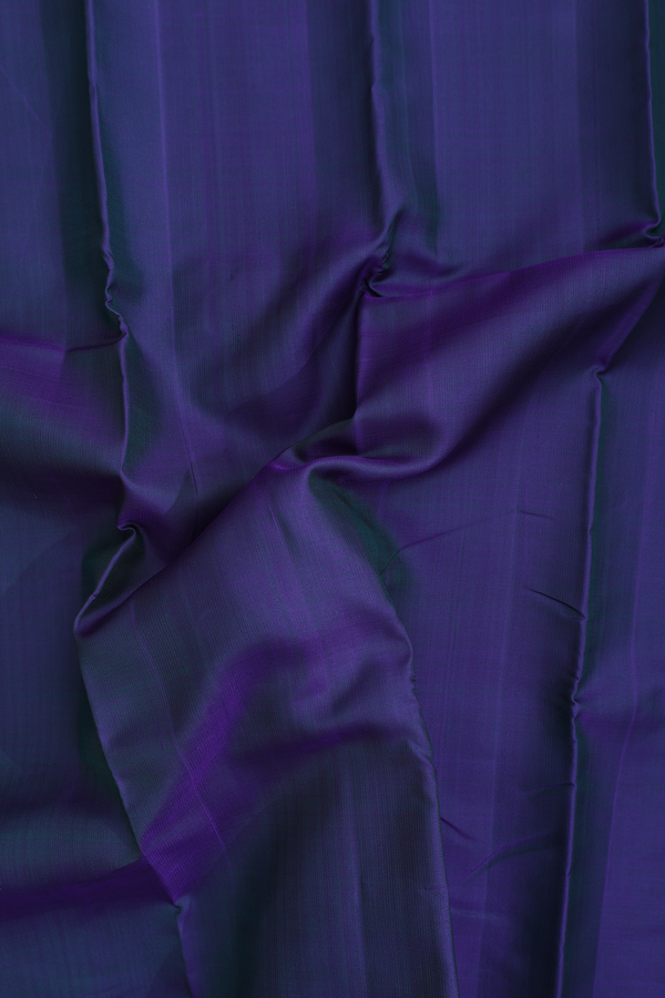 Kanchipuram Silk Saree In Prussian Blue With Zari Border