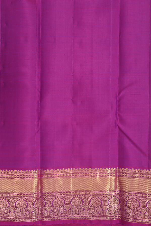 Kanchipuram Silk Saree In Purple Along Stripes With Buttas