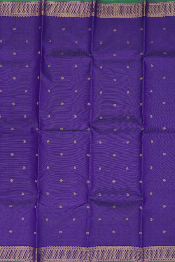 Kanchipuram Silk Saree In Purple Along Stripes With Buttas