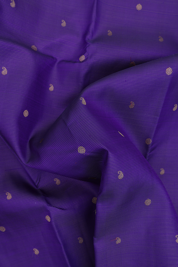 Kanchipuram Silk Saree In Purple Along Stripes With Buttas