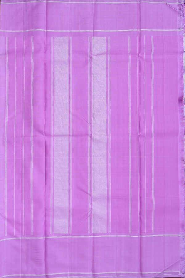 Kanchipuram Silk Saree In Purple And Grey With Checks Design