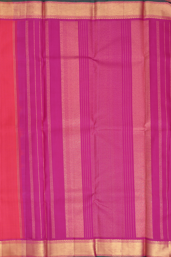Kanchipuram Silk Saree In Purple And Orange With Checks Design