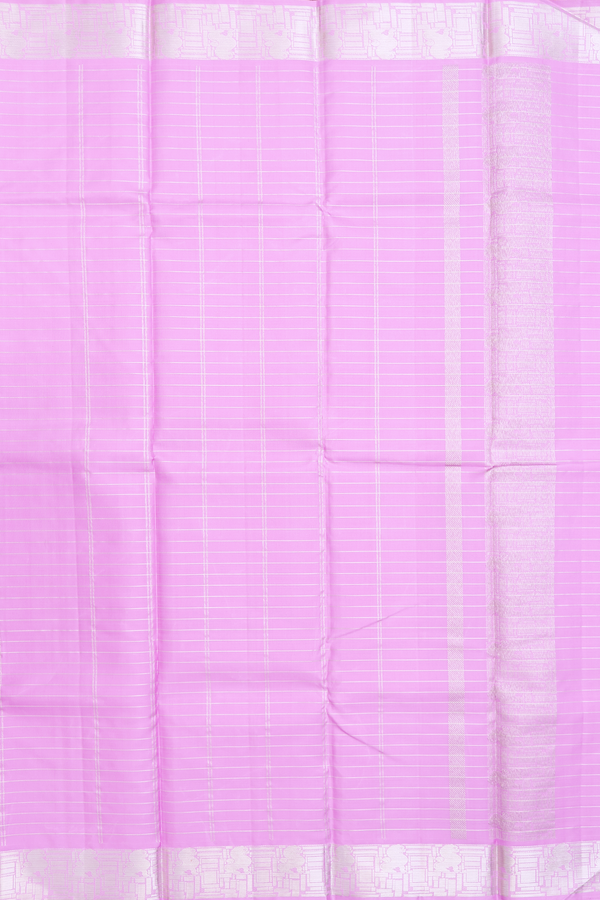 Kanchipuram Silk Saree Lotus Pink Along Stripes With Buttas