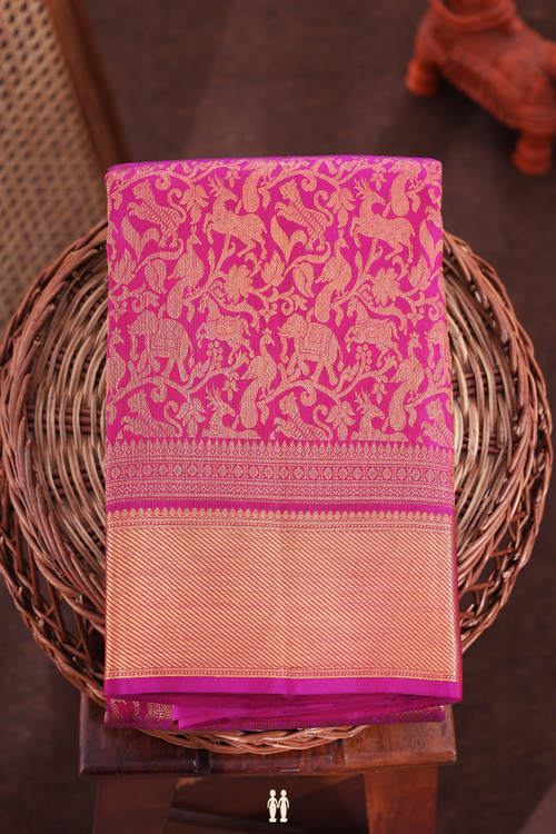 Kanchipuram Silk Saree In Purple Rose With Brocade Design