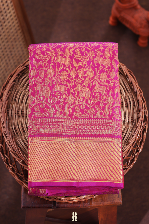 Kanchipuram Silk Saree In Purple Rose With Brocade Design