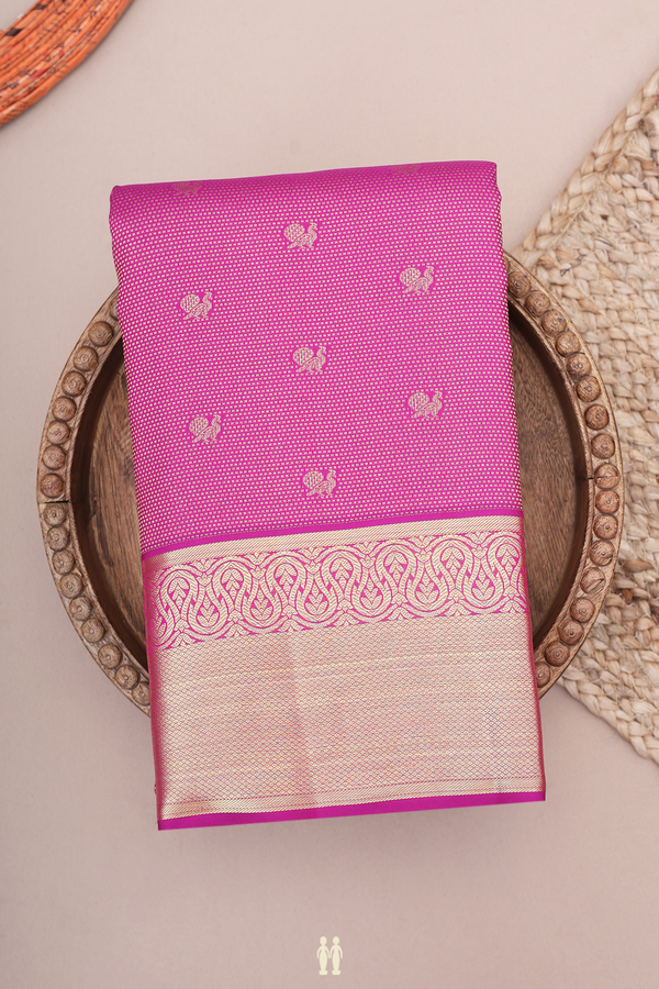 Kanchipuram Silk Saree In Purple Rose With Brocade Design