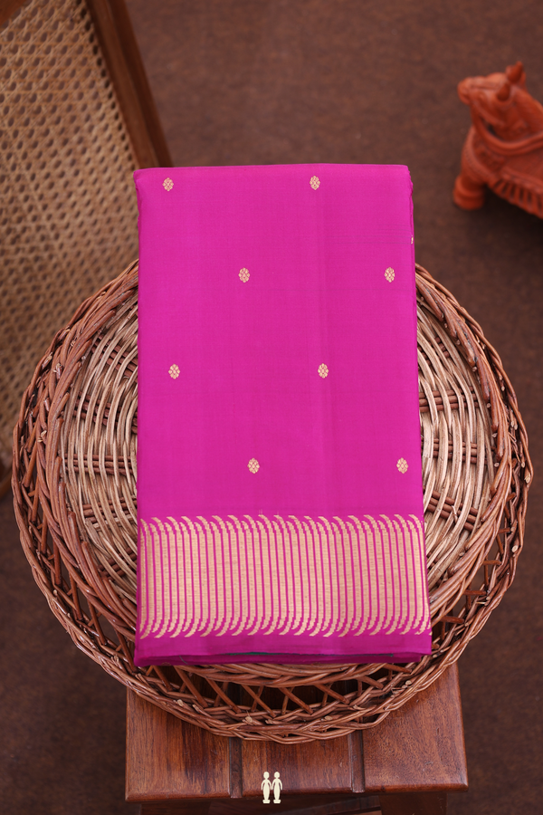 Kanchipuram Silk Saree In Purple Rose With Floral Buttis