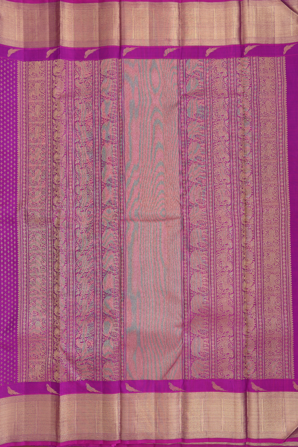 Kanchipuram Silk Saree In Grape Purple With Floral Buttis